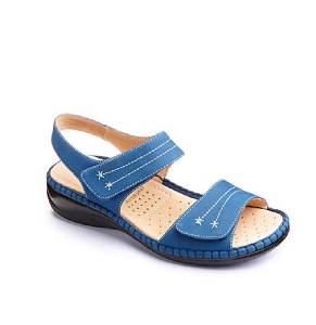 LADIES NAVY BLUE ANNABELL PLUS WIDE FIT VELCRO TOUCH FASTENING SANDALS ...