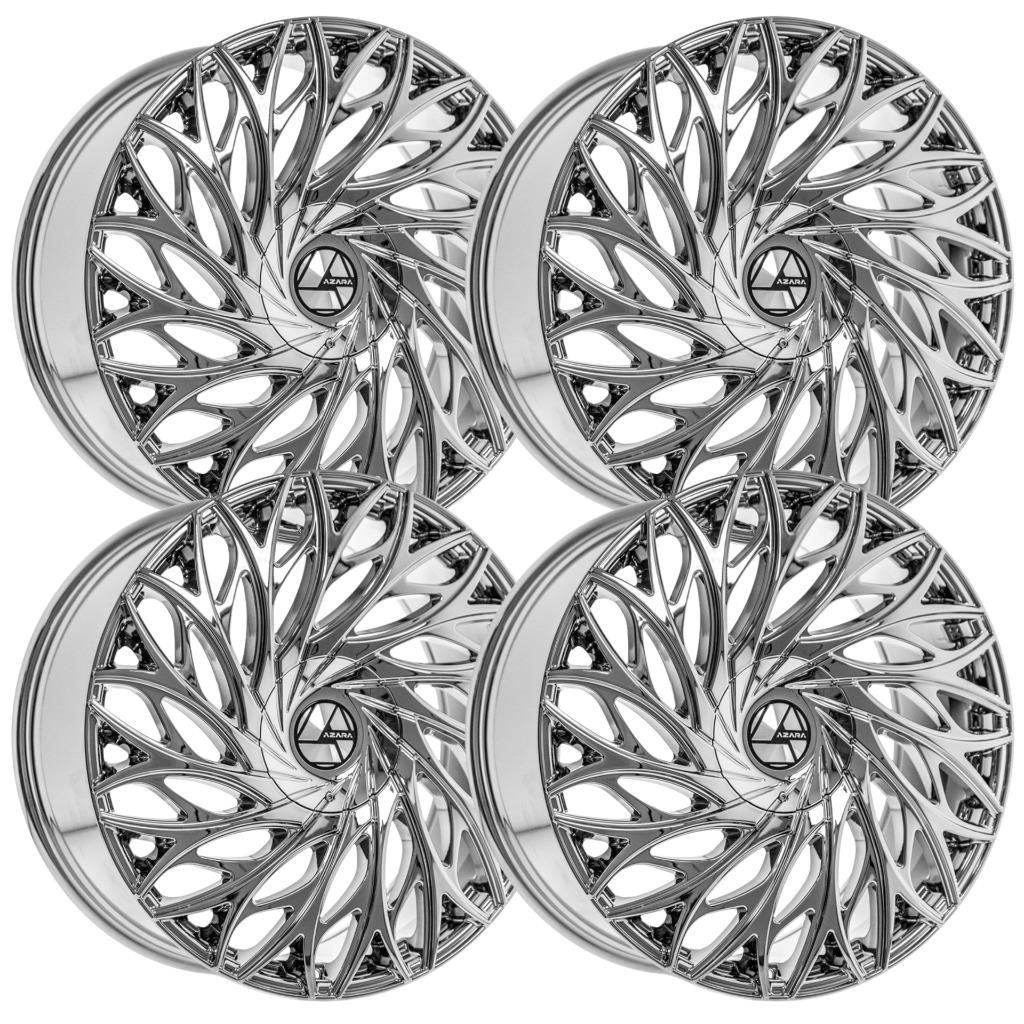 レアーズ Set-4) Azara AZA-525 22x9.5 5x115/5x120 15mm Nano Chrome wheels