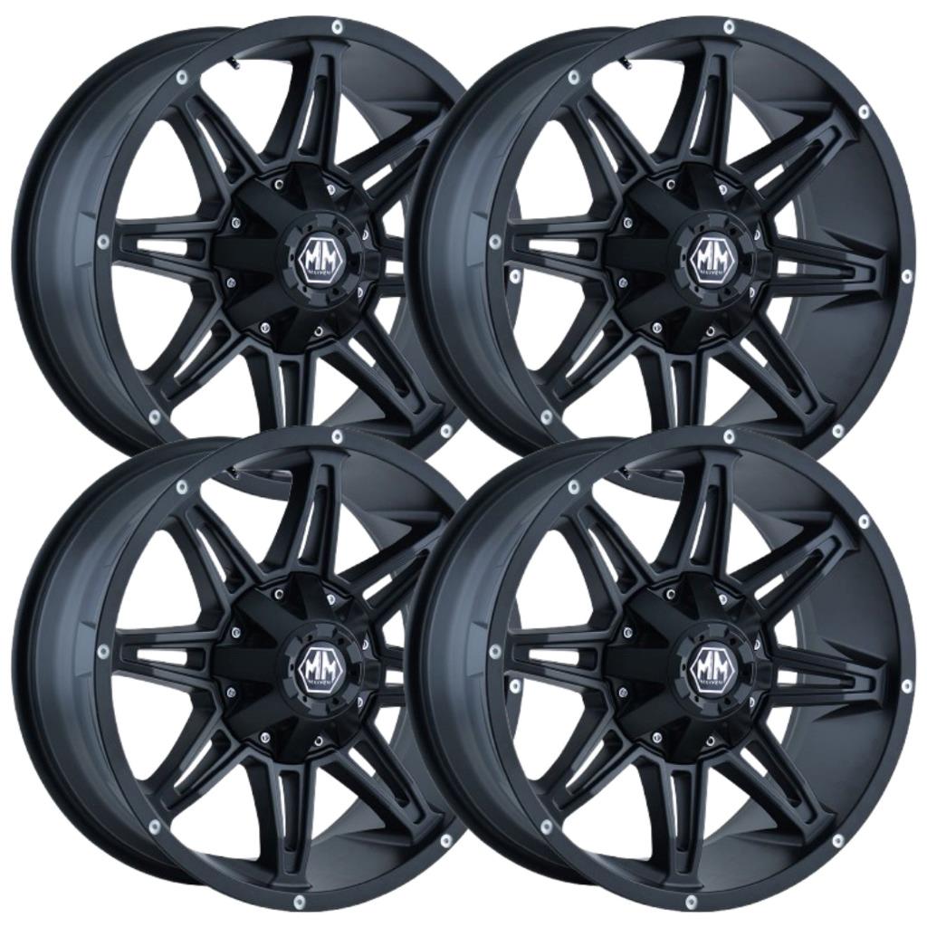 Set-4) Mayhem Rampage 17x9 8x180 18mm Matte Black Wheels Rims 17