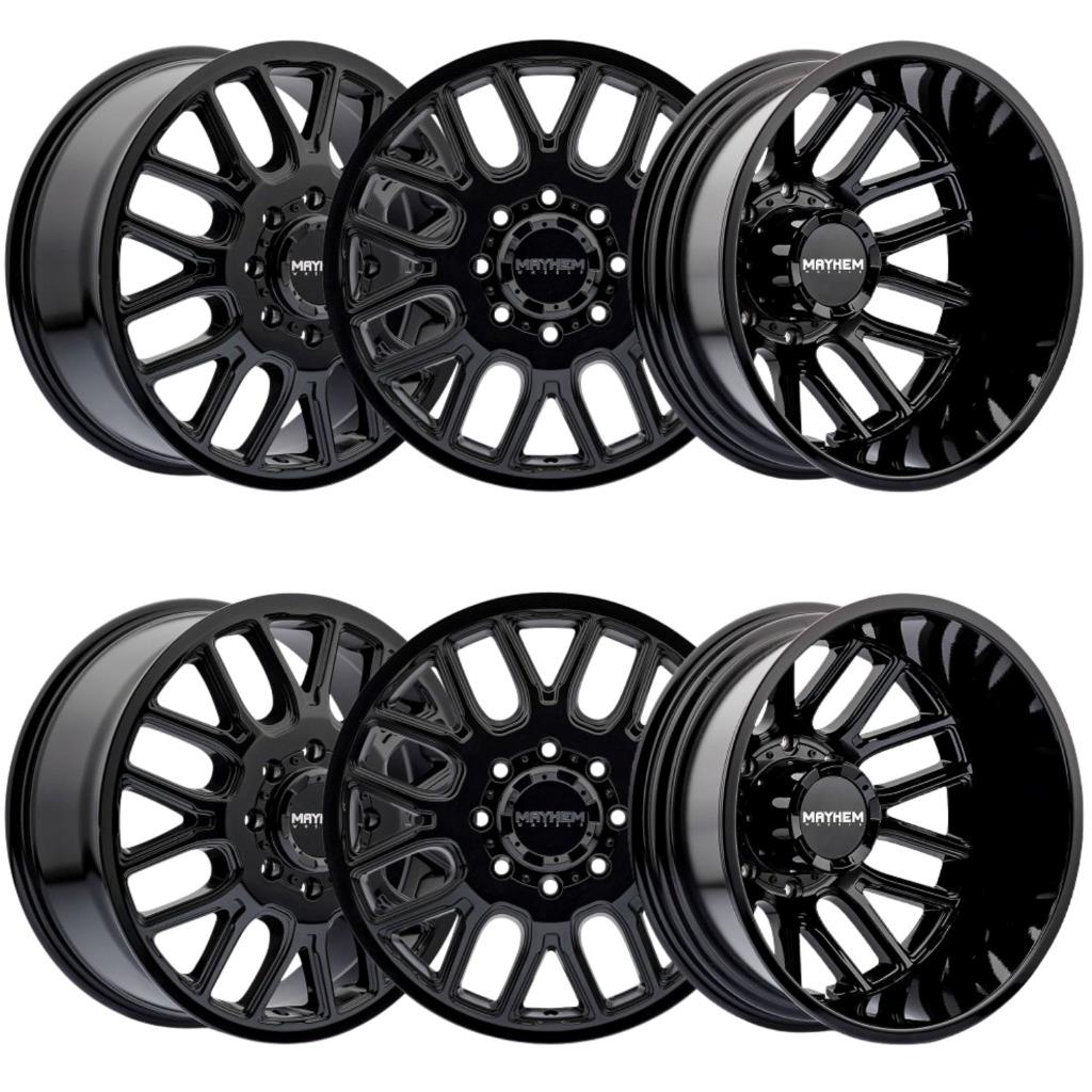 Set-6) Mayhem Cogent Dually 20x8.25 8x165.1 8x6.5 Gloss Black