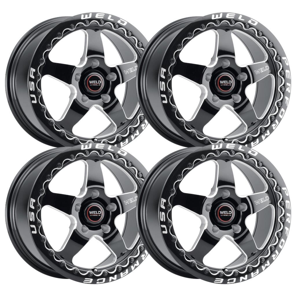 Set-4) WELD Ventura Drag Beadlock 17x10 5x114.3/5x4.5 Black 25mm