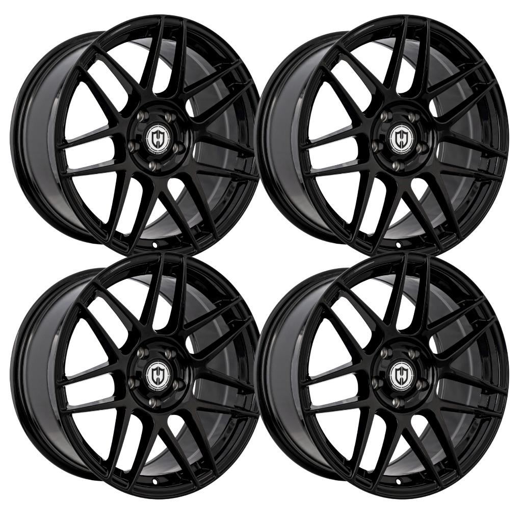 (Set-4) Curva CFF300 22x9.5 6x115 25mm Gloss Black Wheels Rims 22 Inch ...
