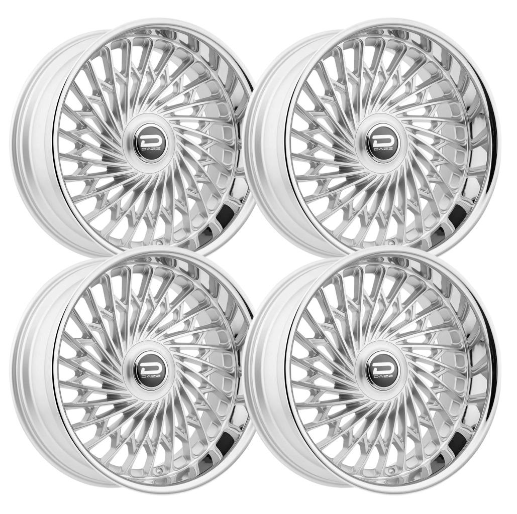 Set-4) Dazz Seville 26x10 5x5/5x127 Silver Chrome 0mm Wheels Rims