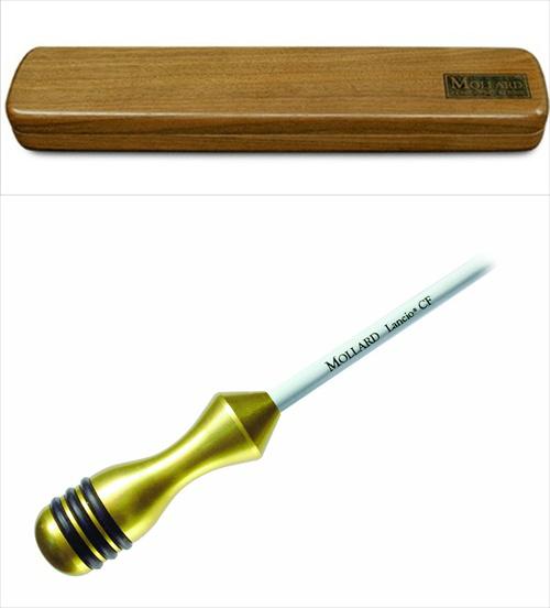Mollard 14 Inch Lancio Conductor's Baton White Carbon Fibre Gold