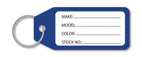 PLASTIC KEY TAG - BLUE, RED OR BLACK - QTY. 100 PER BOX