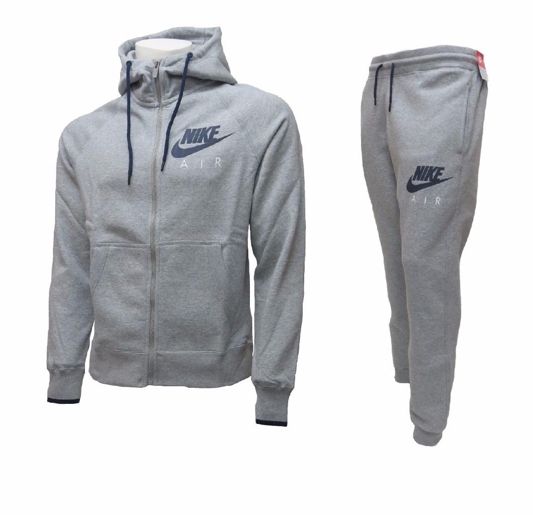 Nike AIR Mens Fleece JOG Suit Hooded Swoosh Tracksuit ZIP Hoodie ...