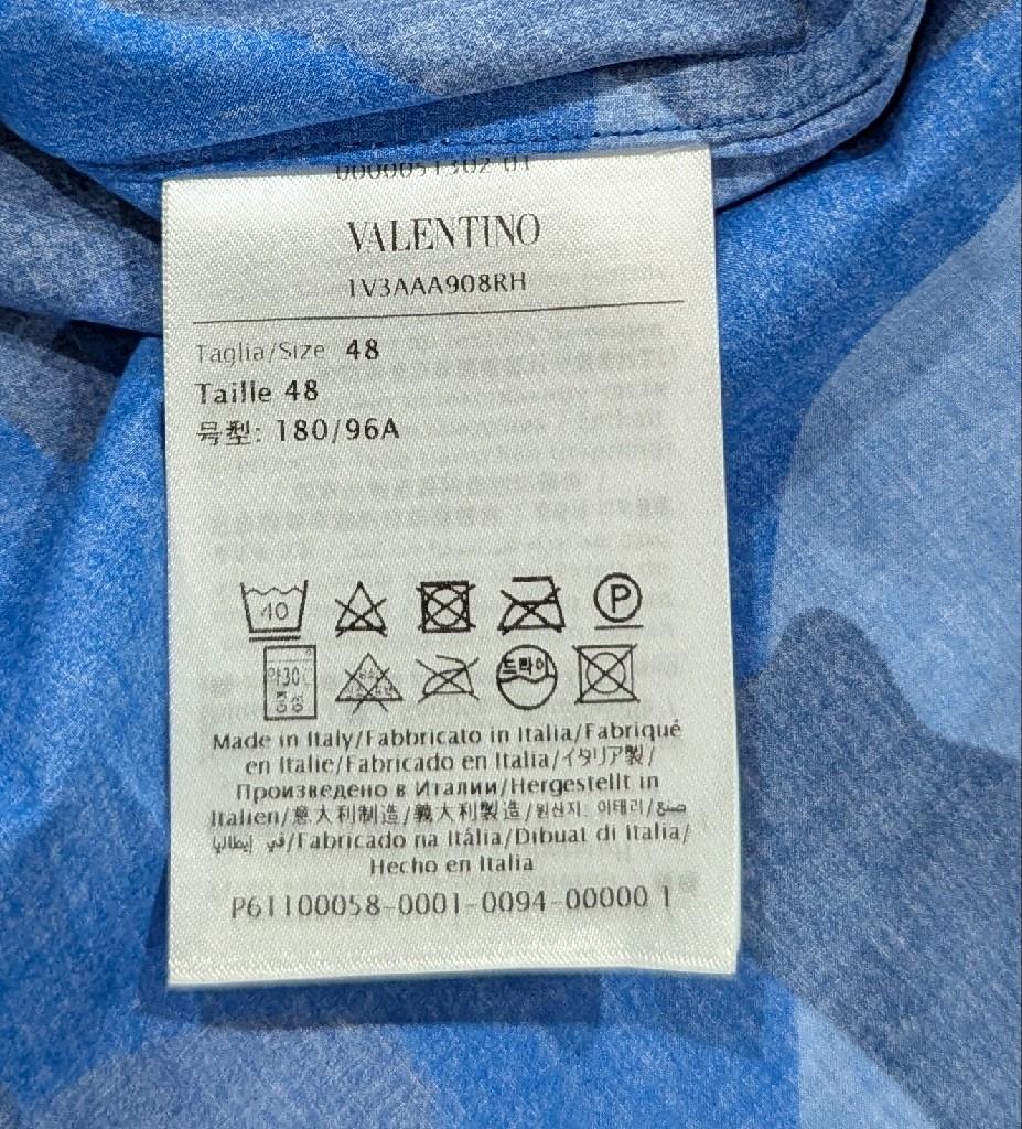 как выглядит 1050 Mens Valentino "Popeline" Button Up Camp Shirt Blue Camo 48 US Medium фото