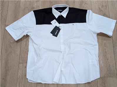 $750 Mens RAF SIMONS SS Button Up Shirt White/Black 50 US Large | eBay