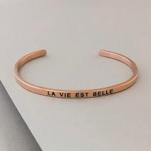 Brazalete PERSONALIZADO MANTRA Inspiración Cita GRABADO 'La Vie Est Belle' - Imagen 10 de 10