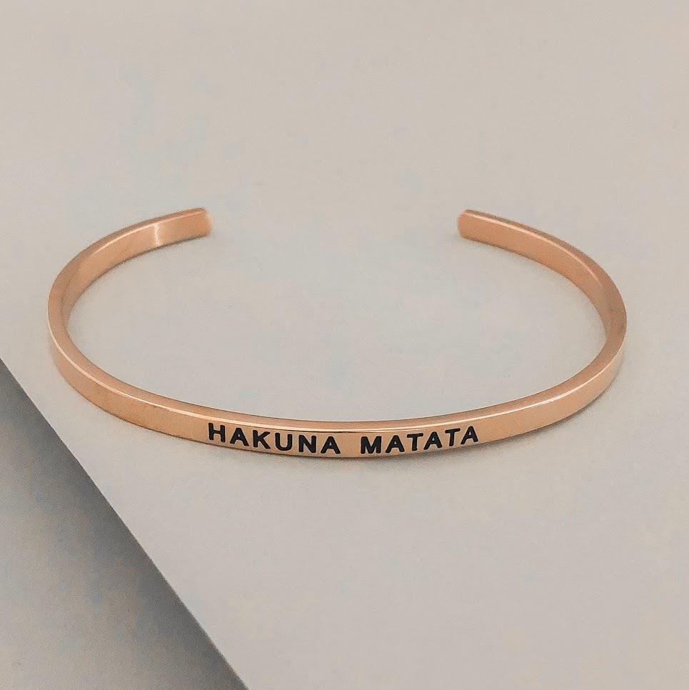 NEW PERSONALIZED Cuff Bracelet MANTRA Inspiration Engraved QUOTES 'HAKUNA MATATA - Picture 10 of 10