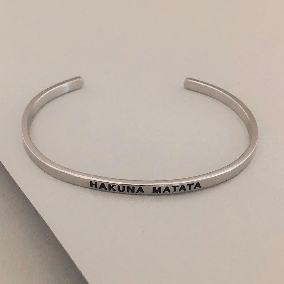 NEW PERSONALIZED Cuff Bracelet MANTRA Inspiration Engraved QUOTES 'HAKUNA MATATA - Picture 8 of 10