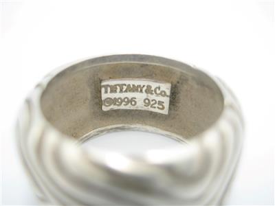 Vintage Tiffany & Co. Sterling Nature Wood Groove Wide Band