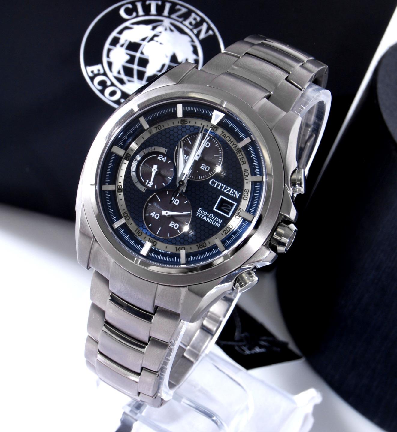 Citizen Eco-Drive Mn Super Titanium Gray Blue Chronograph Solar Watch ...