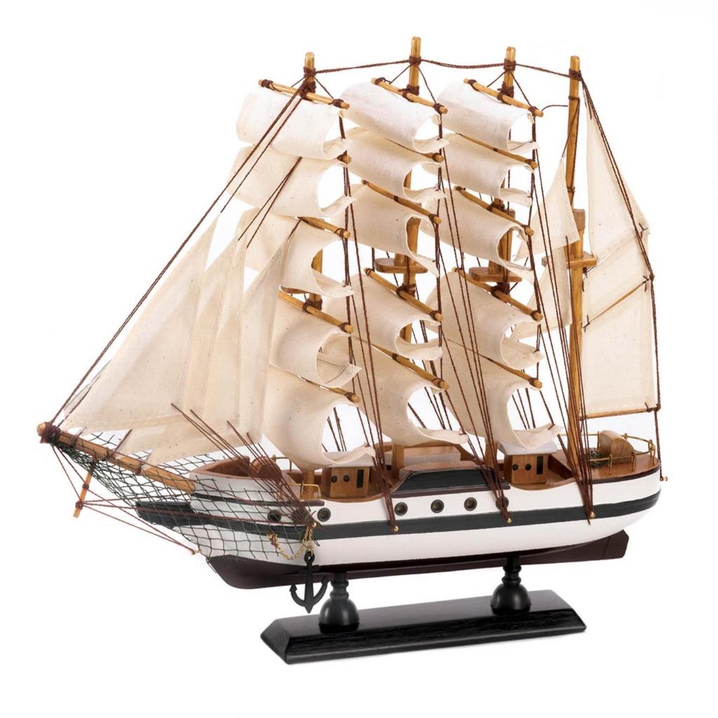 LARGE WOOD PASSAT SHIP BOAT SAILBOAT MODEL NAUTICAL SAILING MANTLE ...