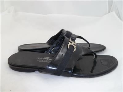 black ferragamo flip flops