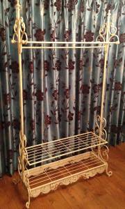GORGEOUS ORNATE SHABBY CHIC CLOTHES RAIL VINTAGE STYLE ORNATE METAL