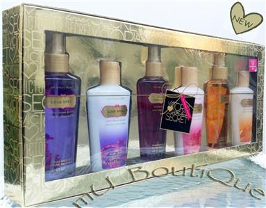 1 VICTORIAS SECRET 6 PC AMBER ROMANCE LOVE SPELL PURE LOTION MIST