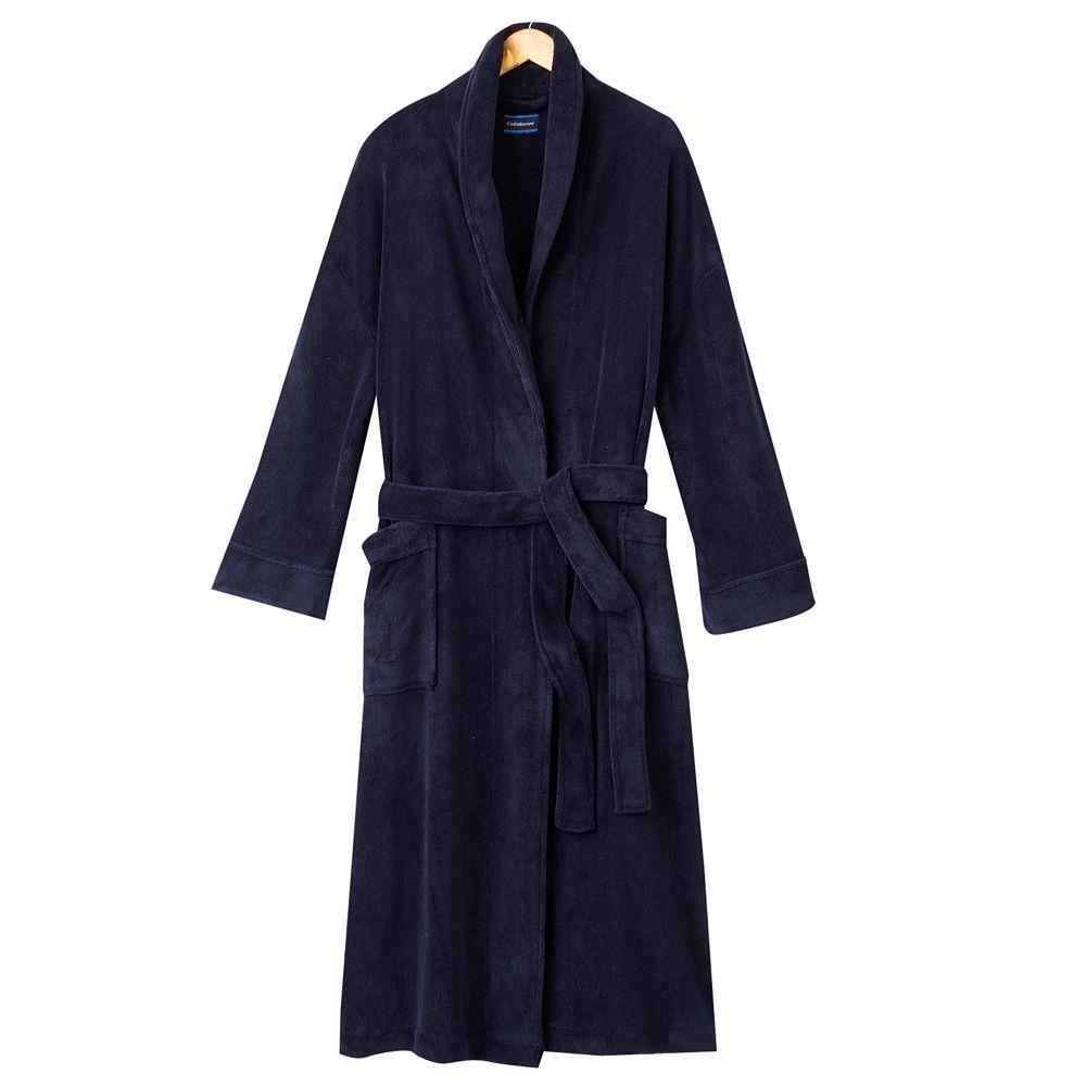 Croft & Barrow Solid Plush Robe-Navy Blue or Black- Men's S/M- MSRP $50 ...