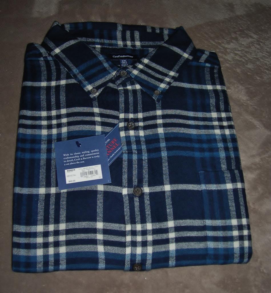 Croft & Barrow Mens Signature Flannel Plaid Shirt-Big and Tall-MSRP $42 ...