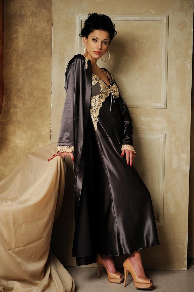 Satin Nightgown and Robe Nightdress Luxury Womens Sleepwear Fashion ...