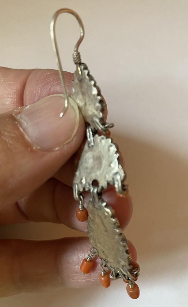 Vintage Uzbek, Tashkent, Zirak. Handmade Earring, Silver