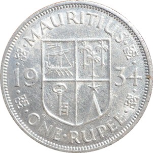 mauritius 1934 rupee lustrous au