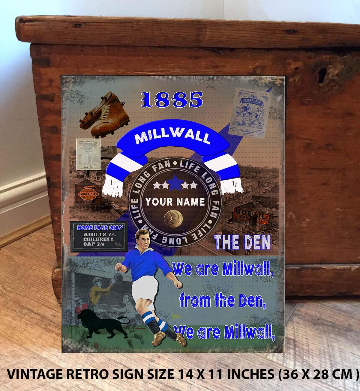 The Den Millwall Vintage Style Metal Sign Football Vintage Sign