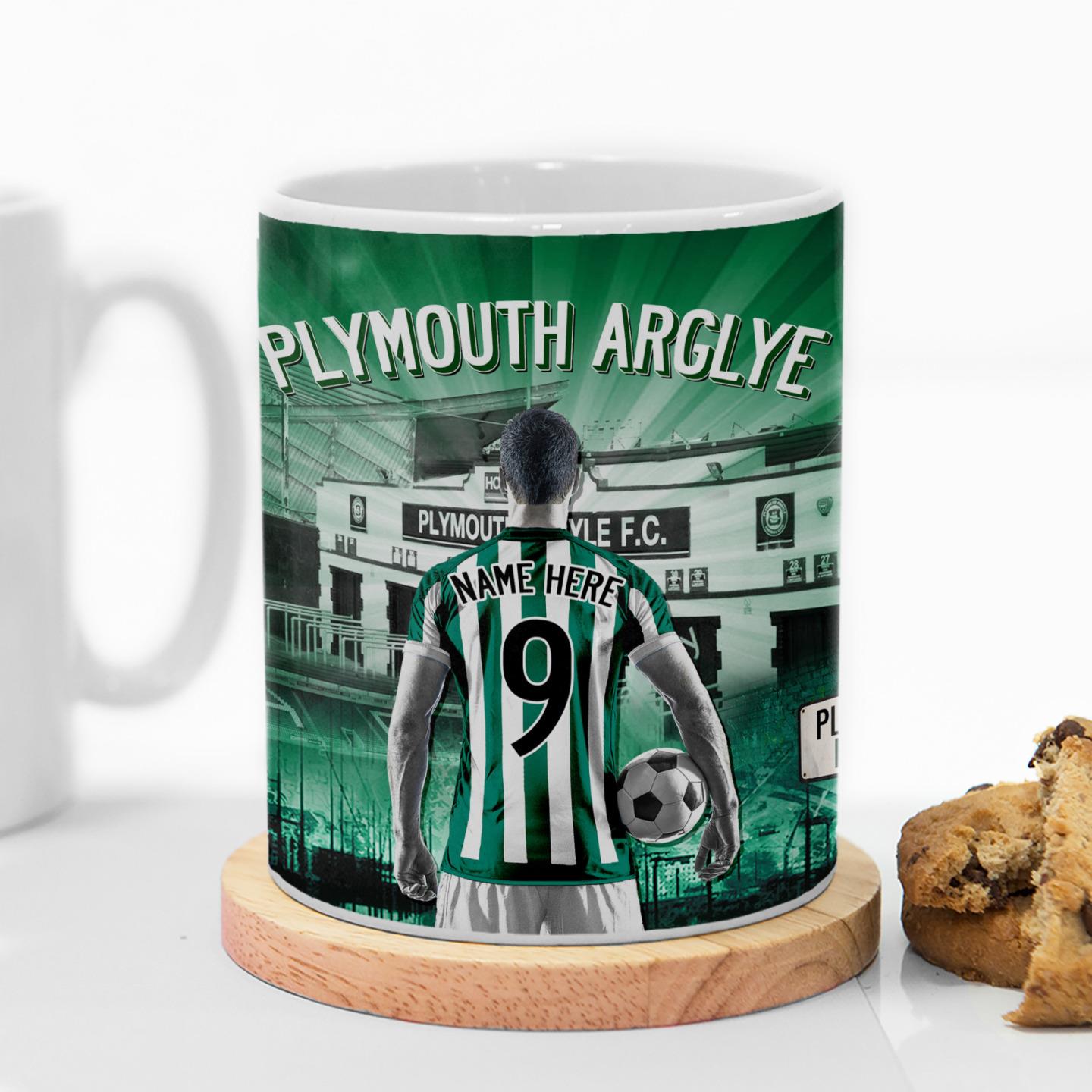 Plymouth Argyle Football Mug Cup Personalised Men Coaster Birthday Gift