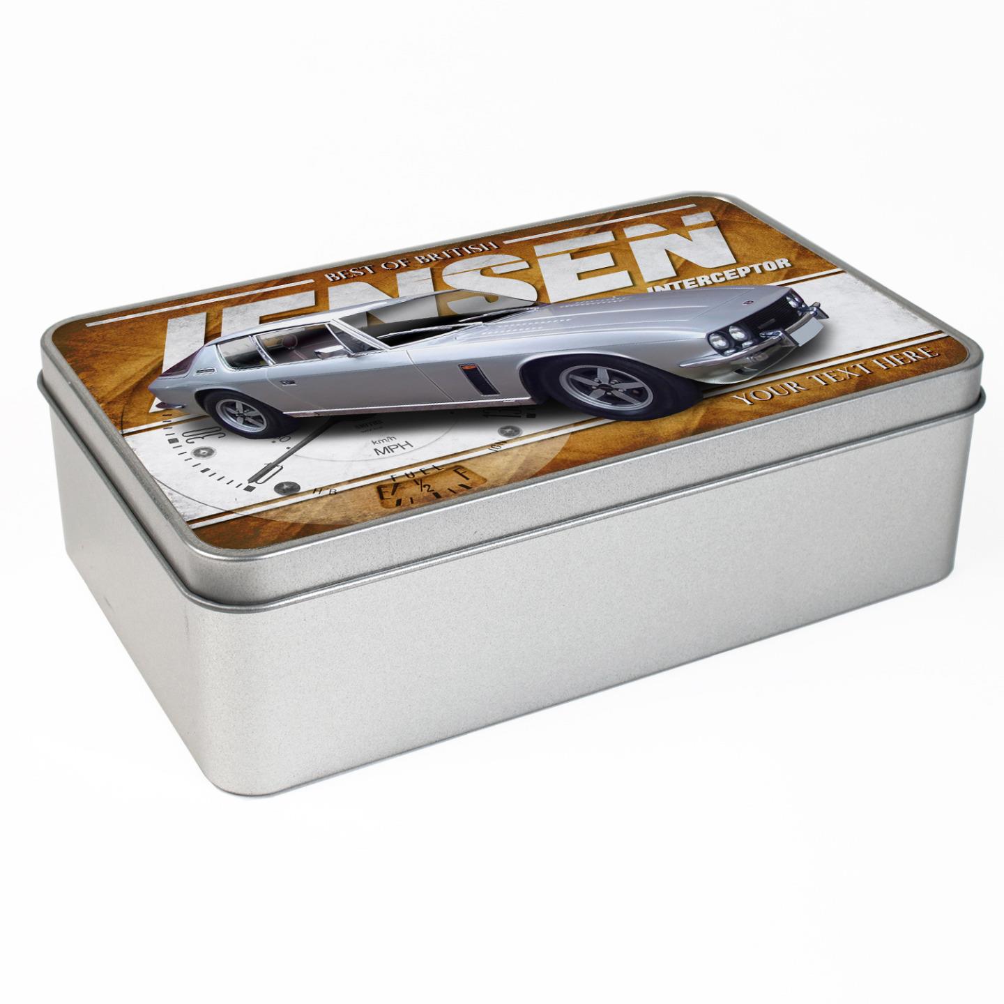 Personalised Jensen Interceptor Car Tin Classic Retro Storage Box Dad Gift CL26 