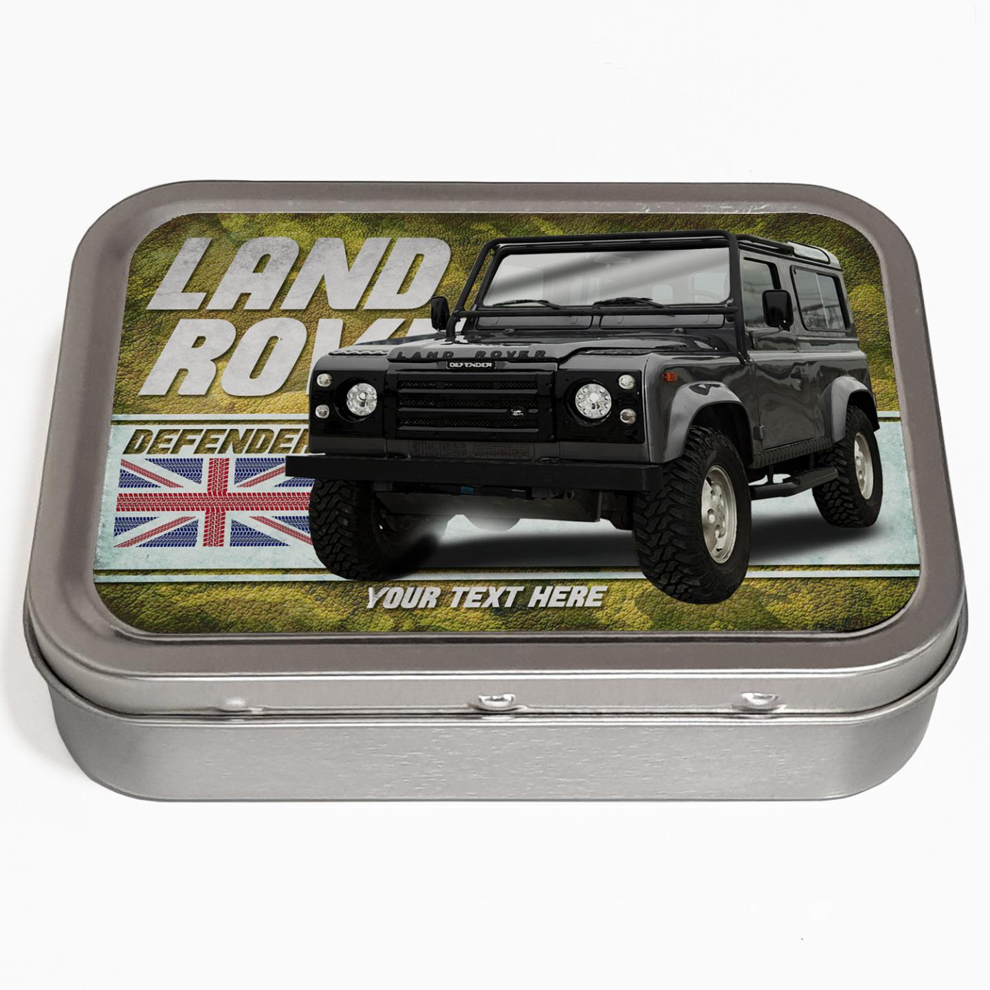 Personalised Land rover Defender Car Tin Classic Retro Storage Box Dad Gift CL27 