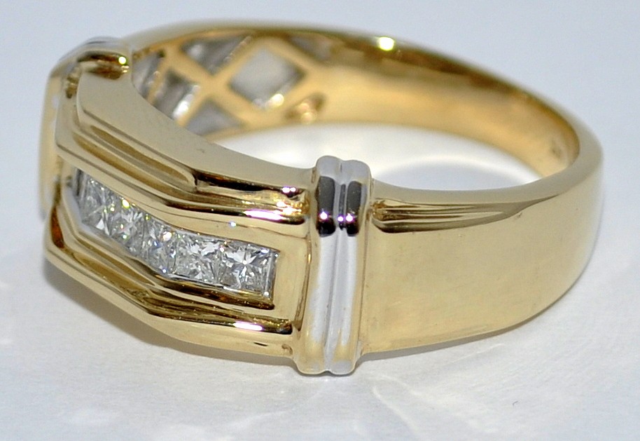 DIAMOND WEDDING RING 14K YELLOW GOLD 0.5CT MENS BAND 8.5MM COMFORT FIT ...