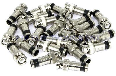 20Pcs RG59 BNC Weatherproof Sealed Compression Connectors CCTV Camera DVR