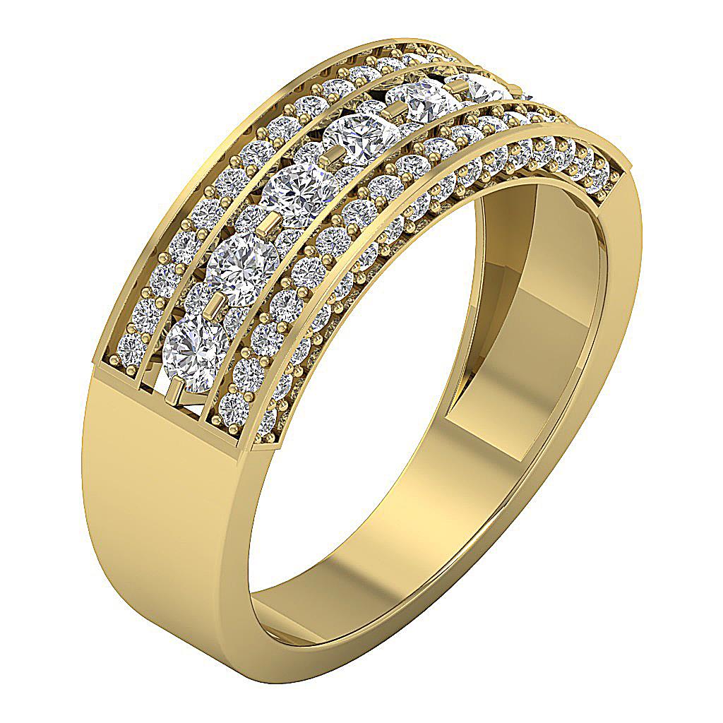 I1 H 1.50Ct Round Diamond Mens Engagement Ring Prong Bezel Set Solid