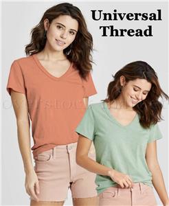 NEW! WOMEN UNIVERSAL THREAD SHORT SLEEVE V-NECK SLIGHTLY