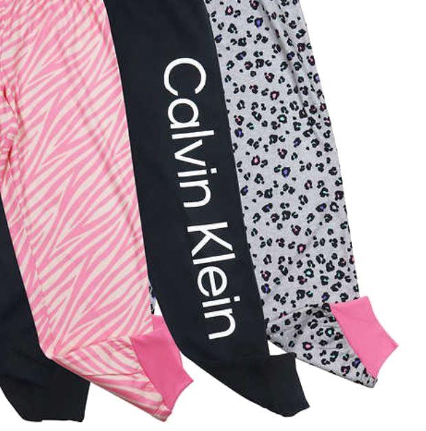 NEW! GIRL'S YOUTH CALVIN KLEIN 3 PACK PULL ON LOGO SLEEP JOGGER PANT! VARIETY! - Picture 2 of 2