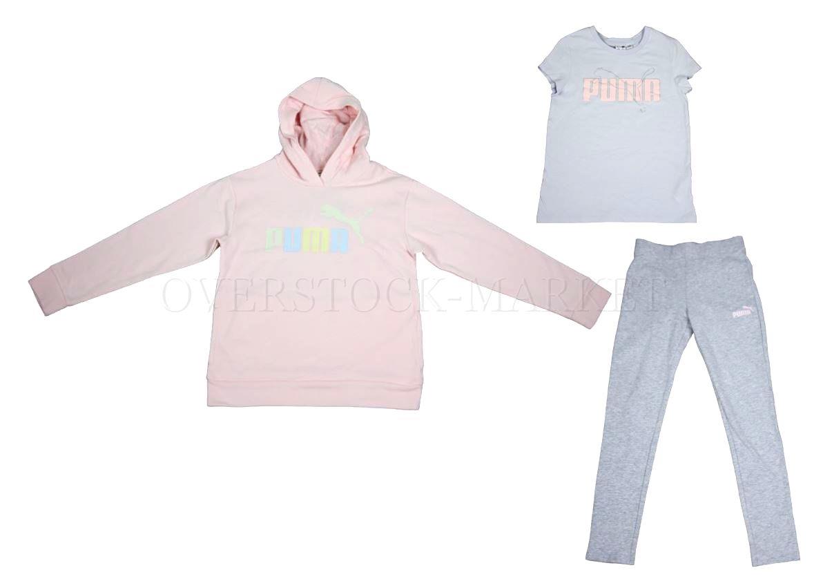 NEW! GIRLS PUMA 3 PIECE FLEECE HOODIE SET! HOODIE,TEE & LEGGING PANT! VARIETY! - Picture 2 of 3