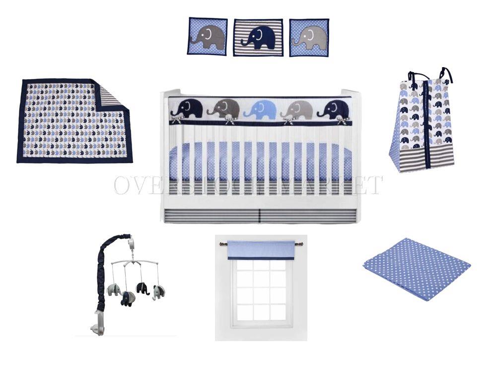 NEW OPEN  BACATI 10 PC ELEPHANT THEME NURSERY DECOR SET! BEDDING/DECORATING SET! - Picture 2 of 2