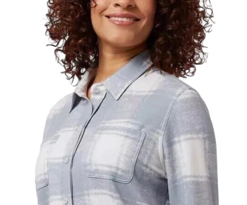 32 Degrees Women's Cozy Knit Button-Up Shirt – Long Sleeve, Plaid, Microfleece – Various Colors/Sizes