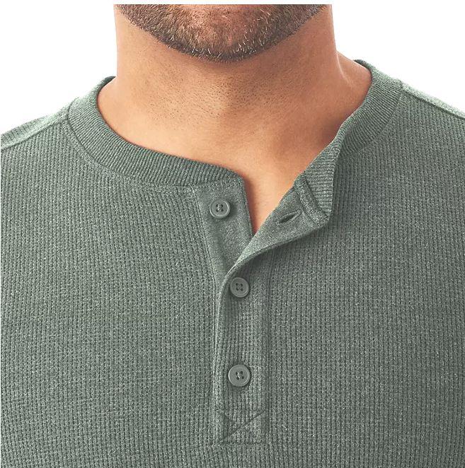 NEW! MEN’S MEMBER’S MARK CLASSIC FIT WAFFLE KNIT FABRIC THERMAL HENLEY! VARIETY