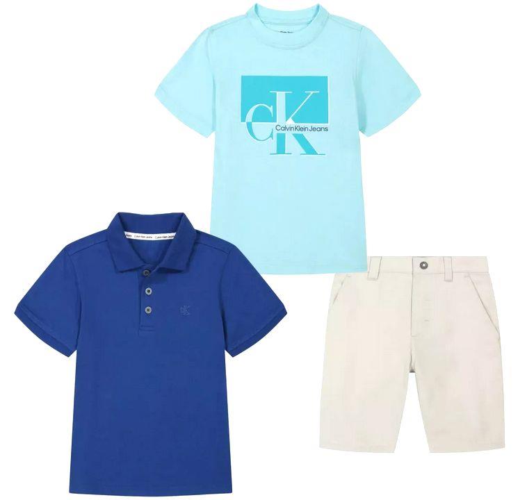 NEW! BOY’S CALVIN KLEIN JEANS 3 PC ACTIVEWEAR SET! 2 TOPS AND 1 SHORT! VARIETY