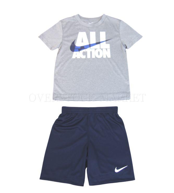 NEW! BOY'S NIKE ACTIVE 2 PIECE OUTFIT! 1 SHORT SLEEVE SHIRT & 1 SHORT! VARIETY - Picture 4 of 4