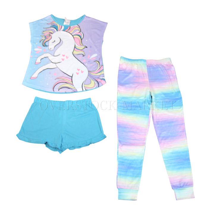 NEW! GIRL JELLIFISH KIDS 3 PC SOFT FEEL PAJAMA SET! 1TEE,1 SHORT,1 PANT! VARIETY - Picture 2 of 3
