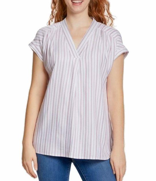 NEW! WOMEN’S NINE WEST RELAXED FIT V NECK WOVEN POPOVER TOP! CAP SLEEVE! VARIETY