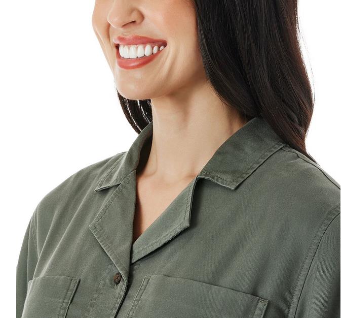 NEW! WOMEN’S MEMBER’S MARK SHORT SLEEVE TENCEL BUTTON DOWN CAMP SHIRT! VARIETY