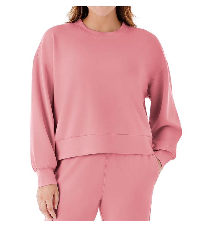 NEW WOMENS MEMBER’S MARK PULLOVER CREWNECK CROPPED SANDWASHED SWEATSHIRT VARIETY