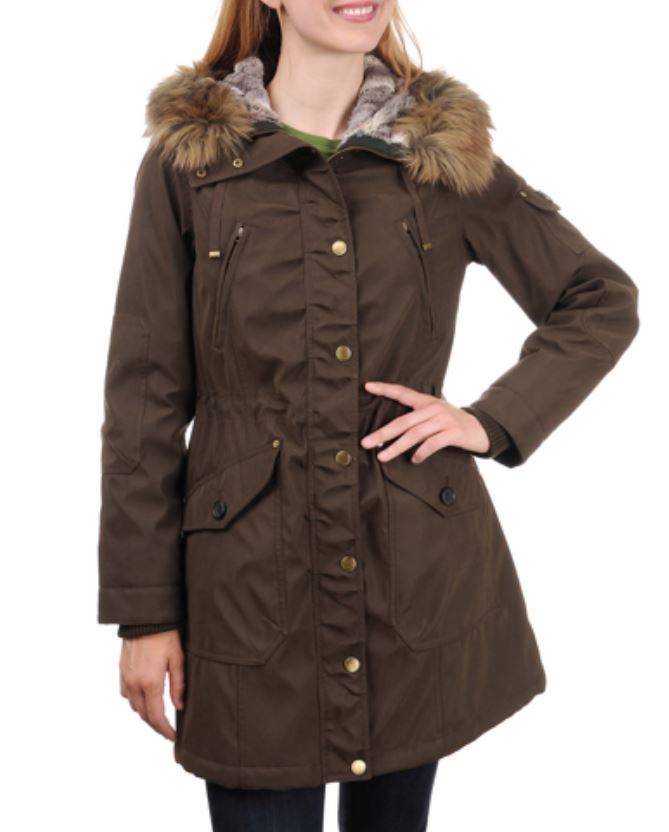 NEW WOMEN S 1 MADISON ANORAK PARKA FAUX FUR TRIM REMOVABLE HOOD VARIETY 318 eBay