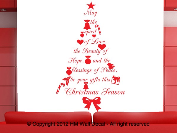 Christmas Tree with wish quote wall art decal, great gift  eBay