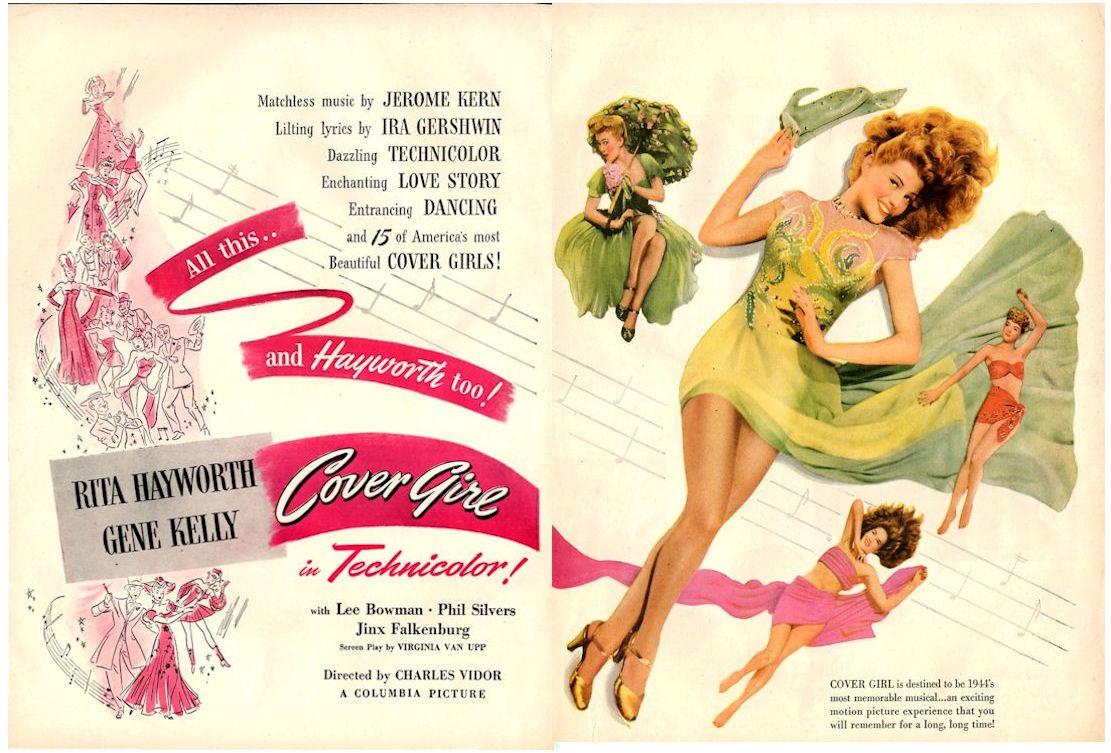 1944 Movie PRINT AD Cover Girl Rita Hayworth Gene Kelly Beautiful Vintage  Decor