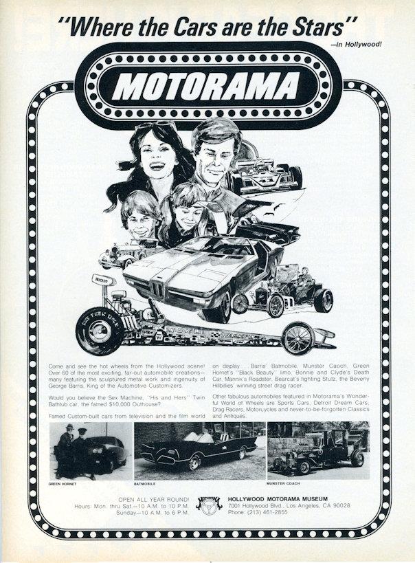 1975 Hollywood Motorama Museum PRINT AD Batmobile Monster Coach Green Hornet Car - Picture 1 of 1