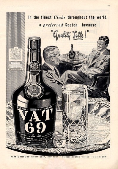 1950 Vat 69 Scotch Whisky Vintage Bottle Print Ad Ebay
